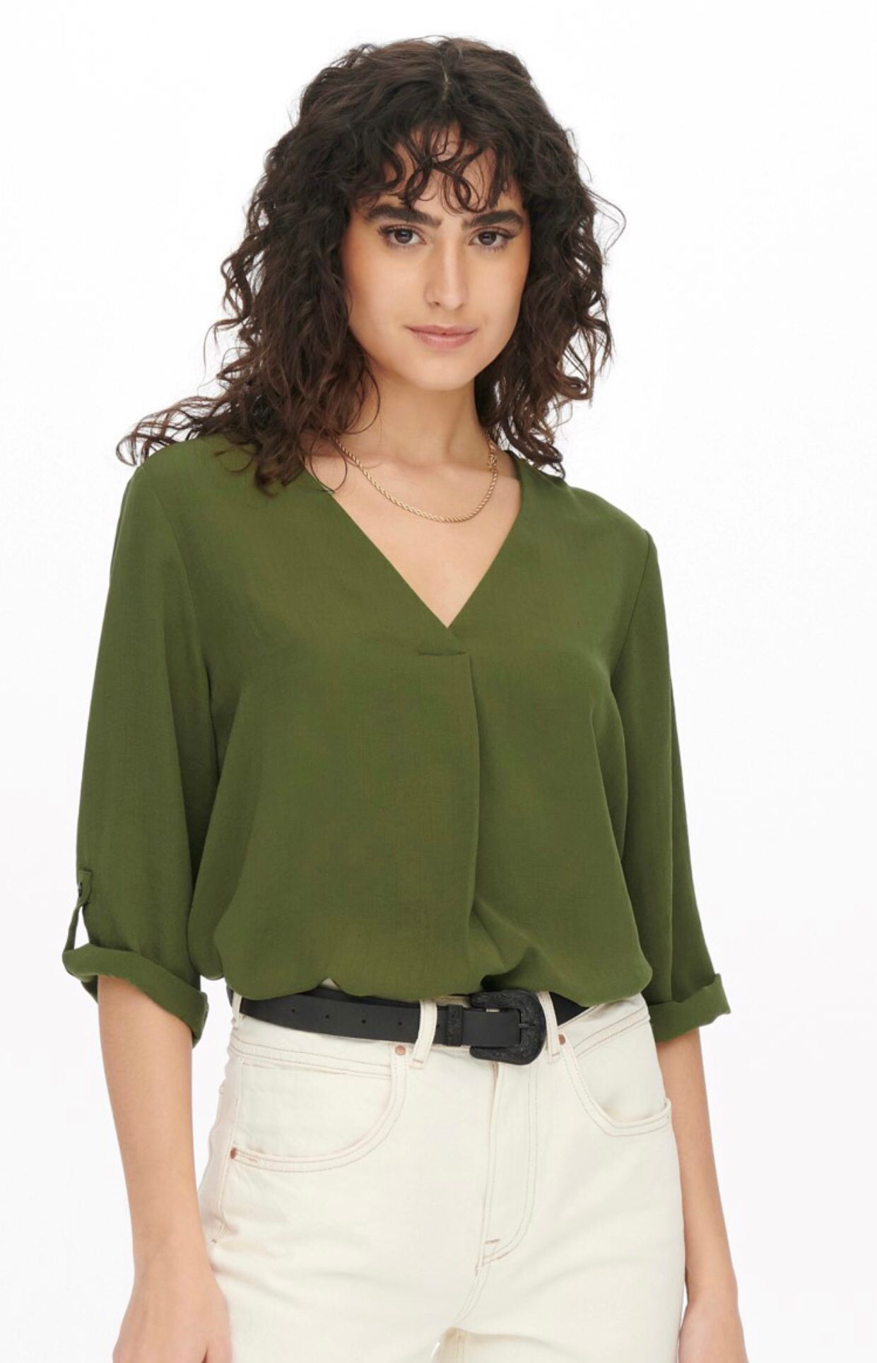 Camisa pico básica verde 15226911 TUL Tienda online de Moda de