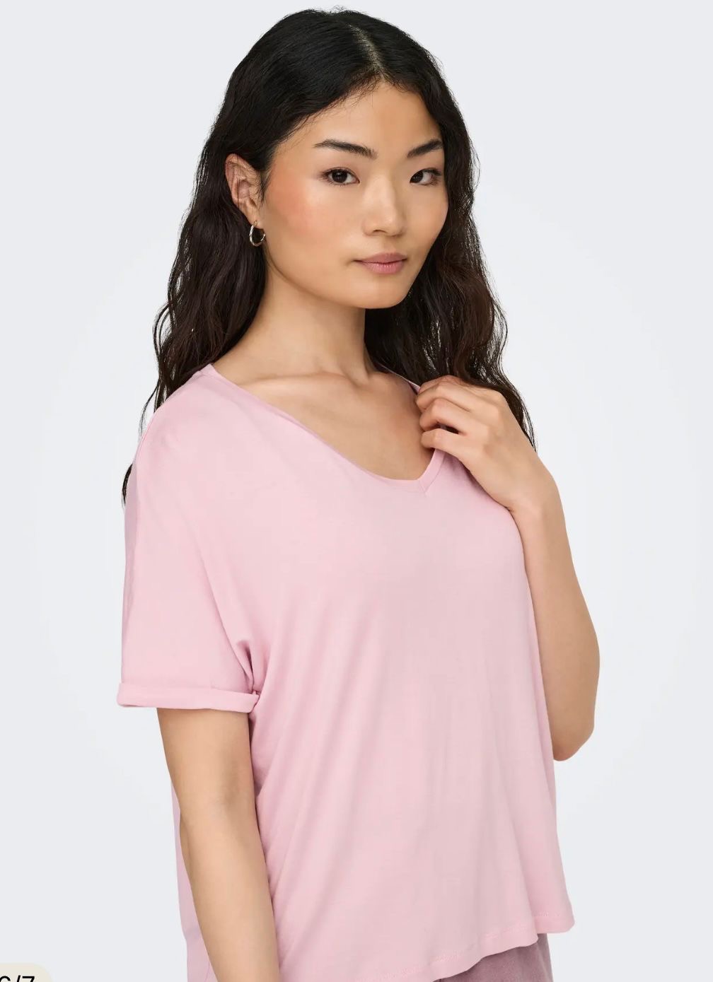 Camiseta pico manga corta rosa:526